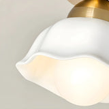 Classic Bell-Shaped Ceramics Semi-Flush Mount Light Image - 6