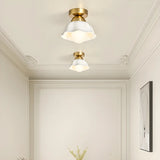 Classic Bell-Shaped Ceramics Semi-Flush Mount Light Image - 8