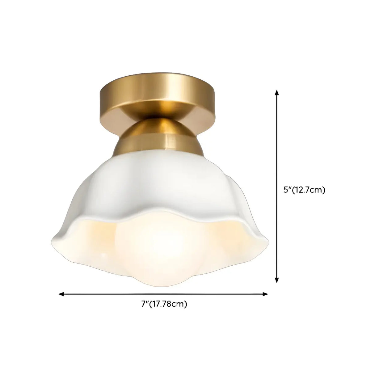 Classic Bell-Shaped Ceramics Semi-Flush Mount Light 