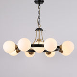 Classic Black & Gold Metal Round Globe Glass Chandelier  Image - 6