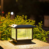 Classic Black Cube Glass Solar Outdoor Table Lamp Image - 1