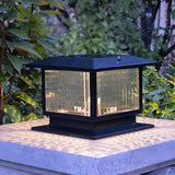 Classic Black Cube Glass Solar Outdoor Table Lamp Image - 13