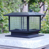 Classic Black Cube Glass Solar Outdoor Table Lamp Image - 14