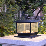 Classic Black Cube Glass Solar Outdoor Table Lamp Image - 16