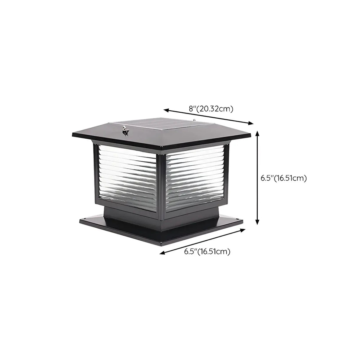 Classic Black Cube Glass Solar Outdoor Table Lamp 