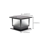 Classic Black Cube Glass Solar Outdoor Table Lamp #size