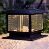 Classic Black Cube Glass Solar Outdoor Table Lamp Image - 2