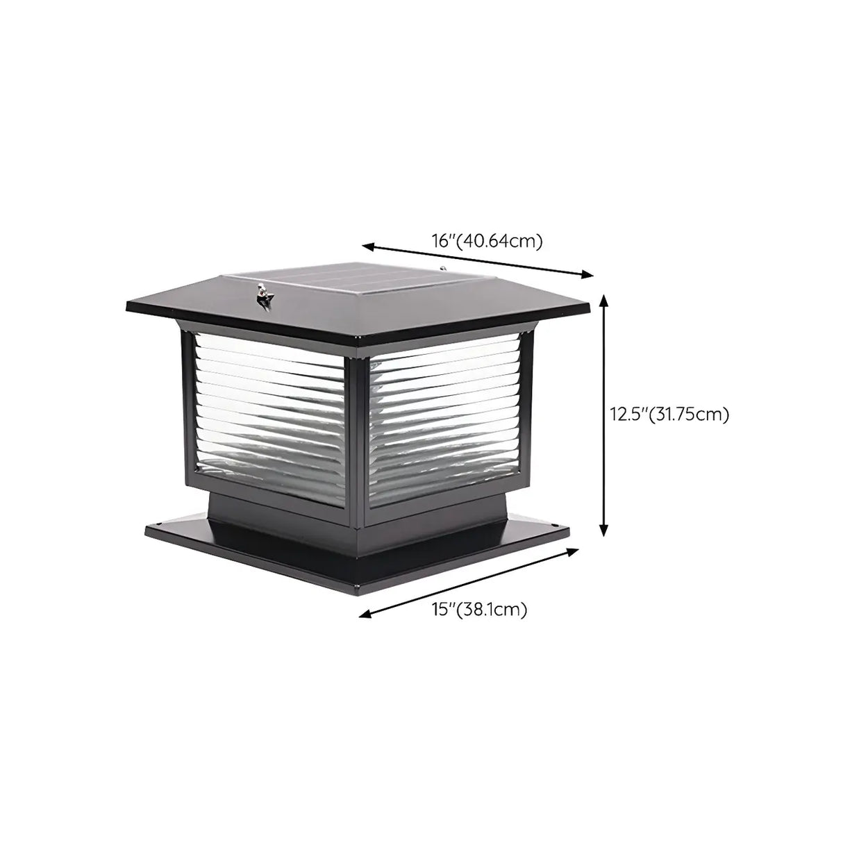 Classic Black Cube Glass Solar Outdoor Table Lamp Image - 20