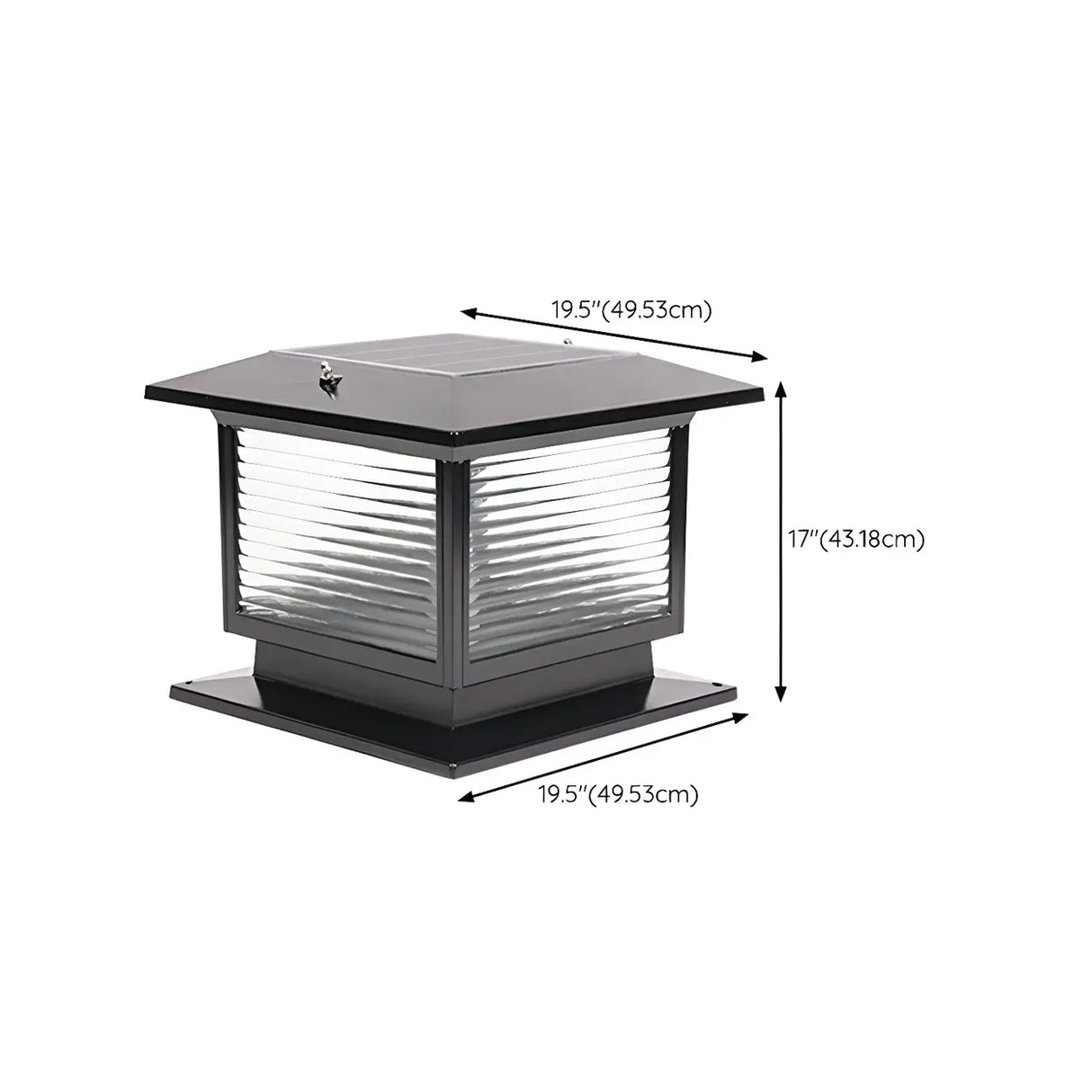 Classic Black Cube Glass Solar Outdoor Table Lamp Image - 21