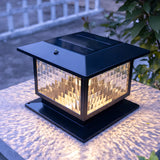 Classic Black Cube Glass Solar Outdoor Table Lamp Image - 3