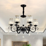 Classic Black Drum Prismatic Clear Crystal Chandelier Image - 1