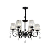 Classic Black Drum Prismatic Clear Crystal Chandelier Image - 3