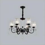 Classic Black Drum Prismatic Clear Crystal Chandelier Image - 4