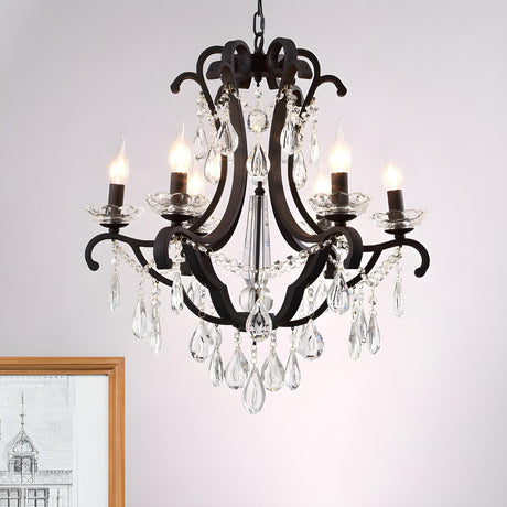 Classic Black Elegant Candle Crystal Pendant Chandelier Image - 2