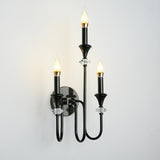 Classic Black Elegant Triple Candle Wall Sconce Image - 12