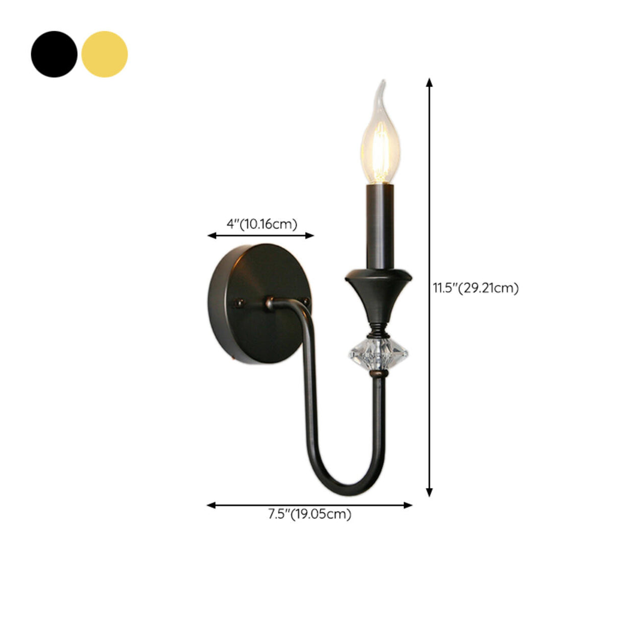 Classic Black Elegant Triple Candle Wall Sconce 