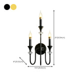 Classic Black Elegant Triple Candle Wall Sconce Image - 19