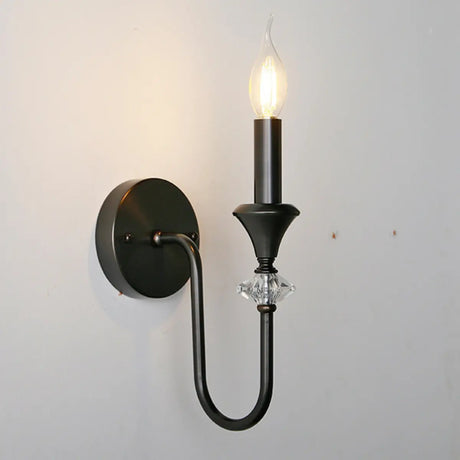 Classic Black Elegant Triple Candle Wall Sconce Image - 2