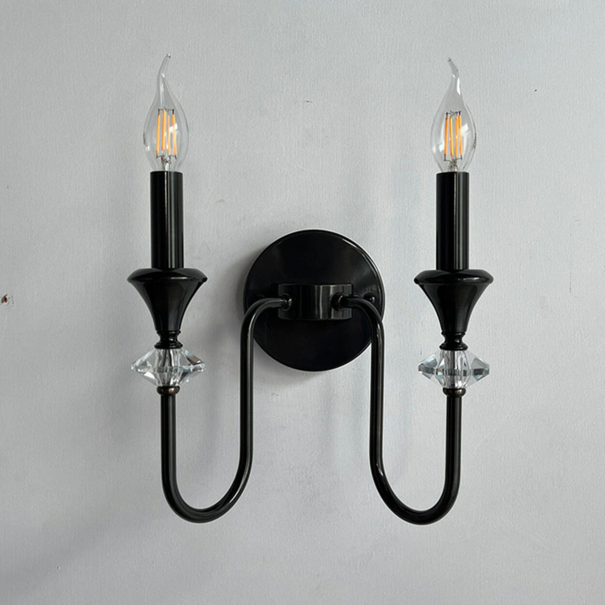 Classic Black Elegant Triple Candle Wall Sconce Image - 8