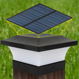 Classic Black Geometric Solar LED Outdoor Pillar Lamp Image - 10