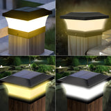 Classic Black Geometric Solar LED Outdoor Pillar Lamp Image - 11