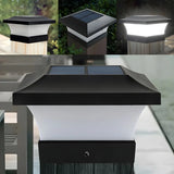 Classic Black Geometric Solar LED Outdoor Pillar Lamp Image - 12