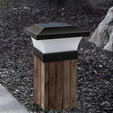 Classic Black Geometric Solar LED Outdoor Pillar Lamp Image - 13