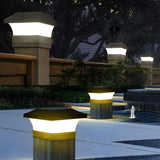 Classic Black Geometric Solar LED Outdoor Pillar Lamp Image - 14