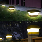 Classic Black Geometric Solar LED Outdoor Pillar Lamp Image - 15