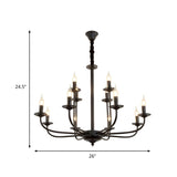 Classic Black Iron Candle Living Room Pendant Chandelier #size