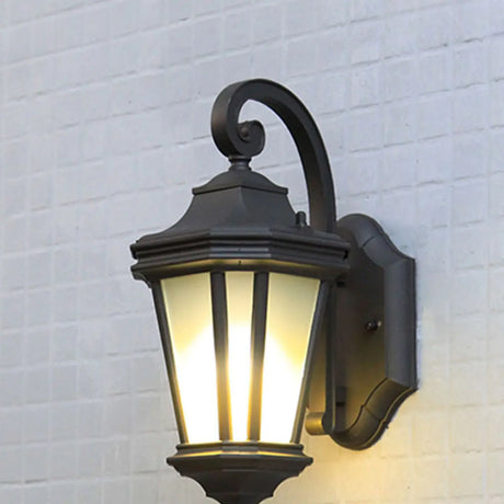 Classic Black Lantern Glass Outdoor Ambient Wall light Image - 1