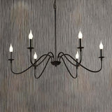 Classic Black Metal Candle Living Room Chandelier Image - 4