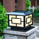 Classic Black Square Solar Lantern Outdoor Pillar Lamp Image - 1