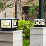 Classic Black Square Solar Lantern Outdoor Pillar Lamp Image - 10