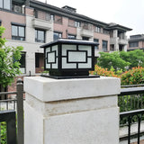 Classic Black Square Solar Lantern Outdoor Pillar Lamp Image - 12