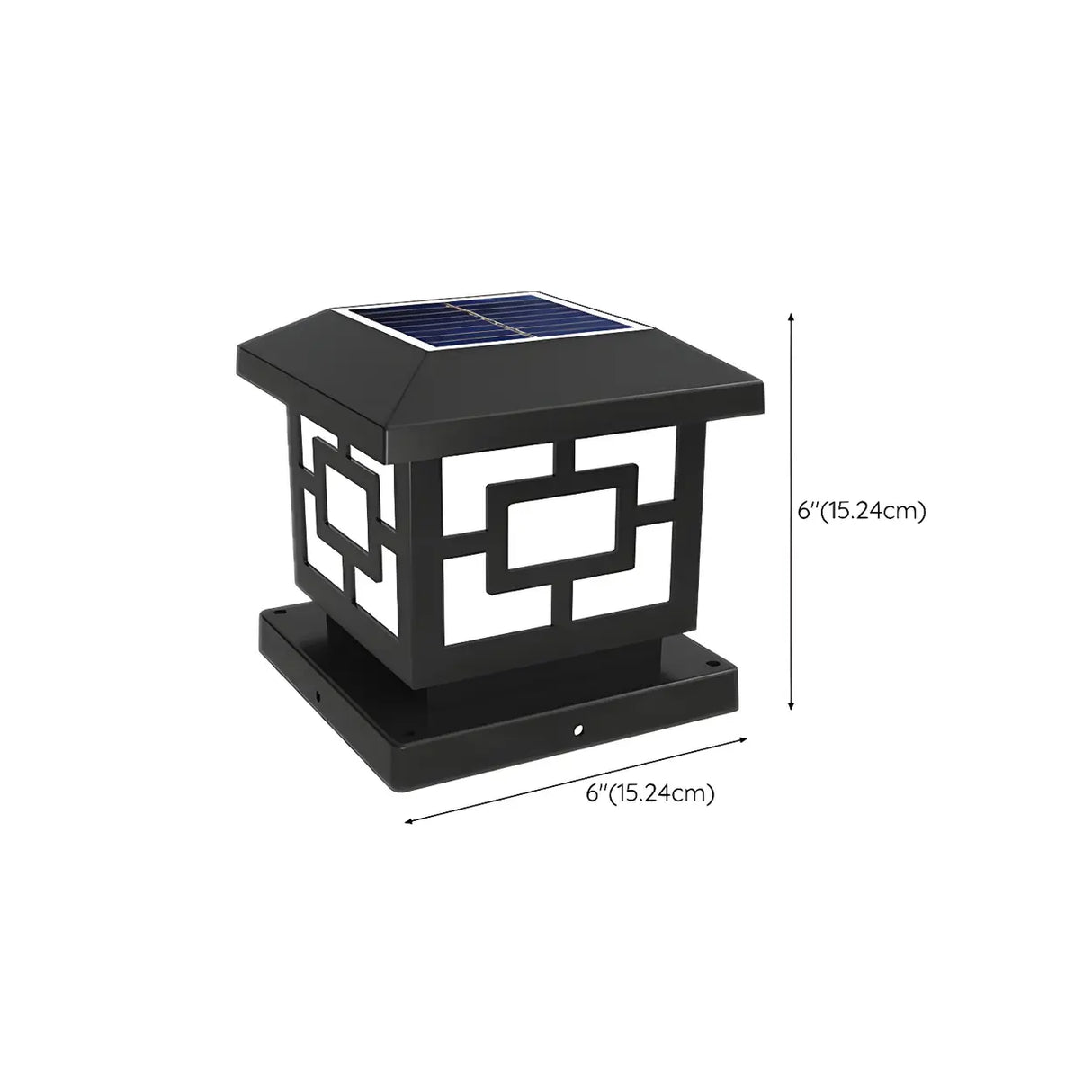 Classic Black Square Solar Lantern Outdoor Pillar Lamp 