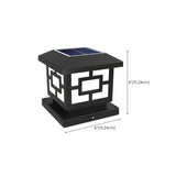 Classic Black Square Solar Lantern Outdoor Pillar Lamp #size