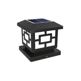 Classic Black Square Solar Lantern Outdoor Pillar Lamp Image - 2