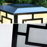 Classic Black Square Solar Lantern Outdoor Pillar Lamp Image - 5