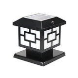 Classic Black Square Solar Lantern Outdoor Pillar Lamp Image - 6