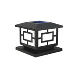 Classic Black Square Solar Lantern Outdoor Pillar Lamp Image - 7