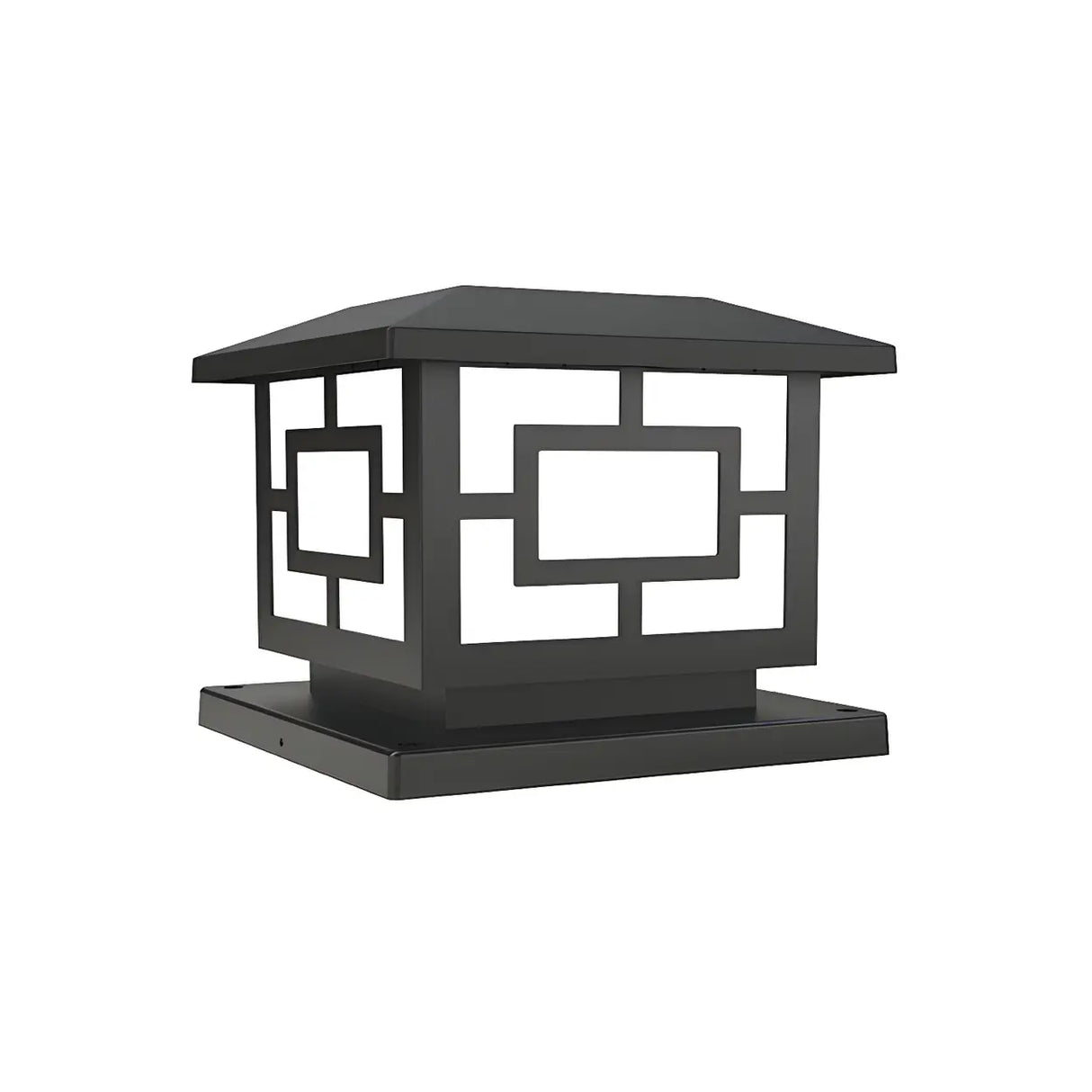 Classic Black Square Solar Lantern Outdoor Pillar Lamp Image - 8