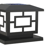 Classic Black Square Solar Lantern Outdoor Pillar Lamp Image - 9