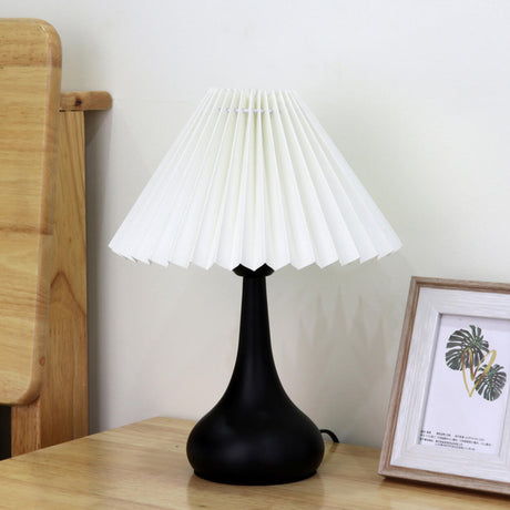 Classic Black Vase-Shaped Base LED Bedside Table Lamp Image - 2