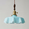 Classic Blue Glass Floral Dining Room Pendant Light Image - 1