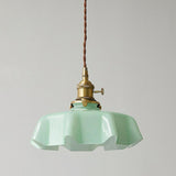 Classic Blue Glass Floral Dining Room Pendant Light Image - 25