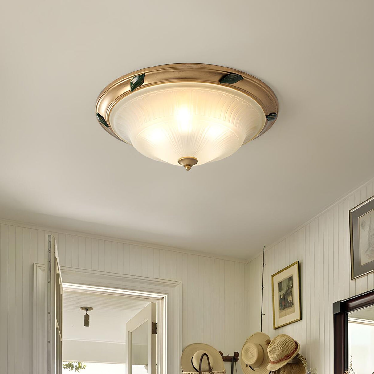 Classic Bowl-Shaped Gold Flush Mount Ceiling Light Image - 1