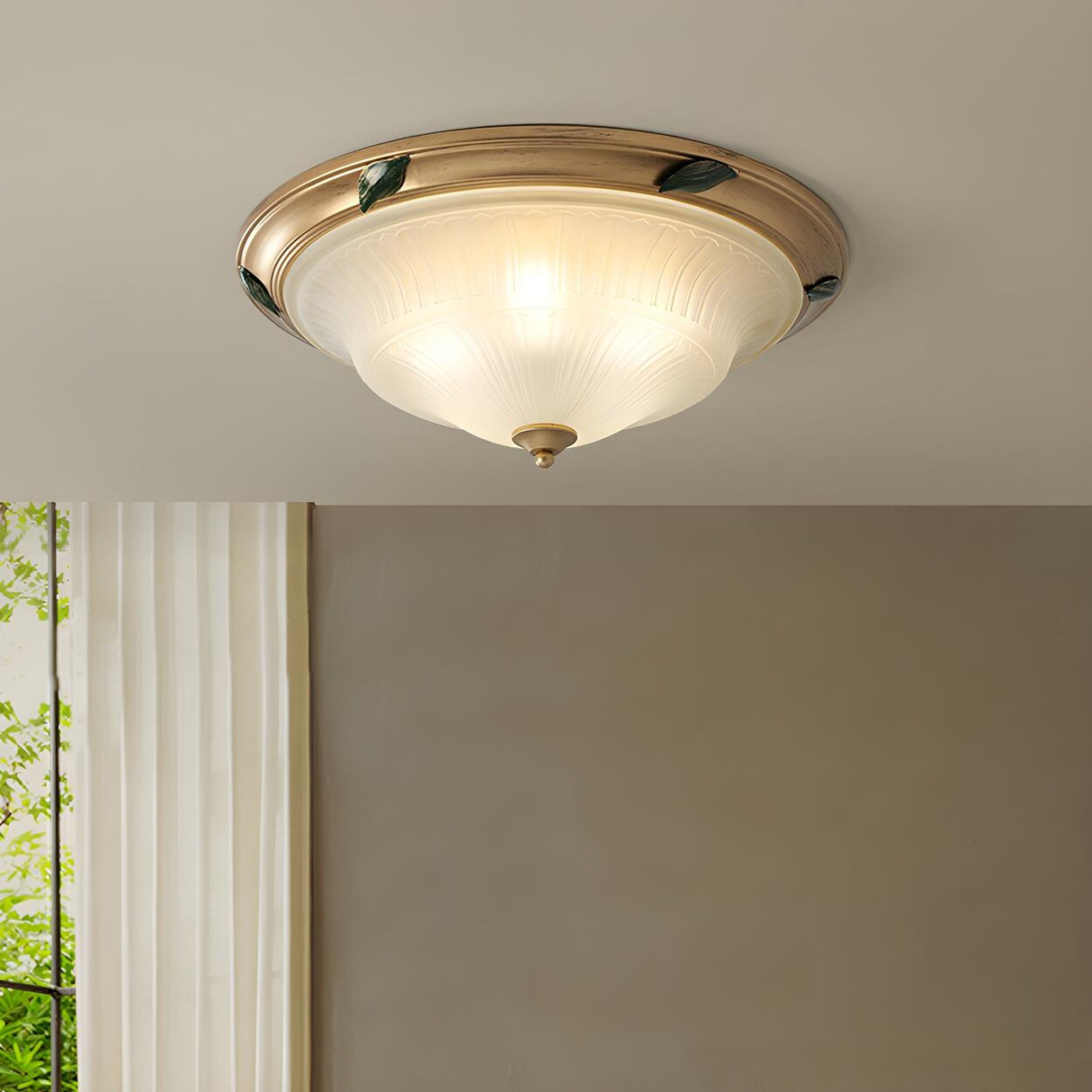 Classic Bowl-Shaped Gold Flush Mount Ceiling Light Image - 6