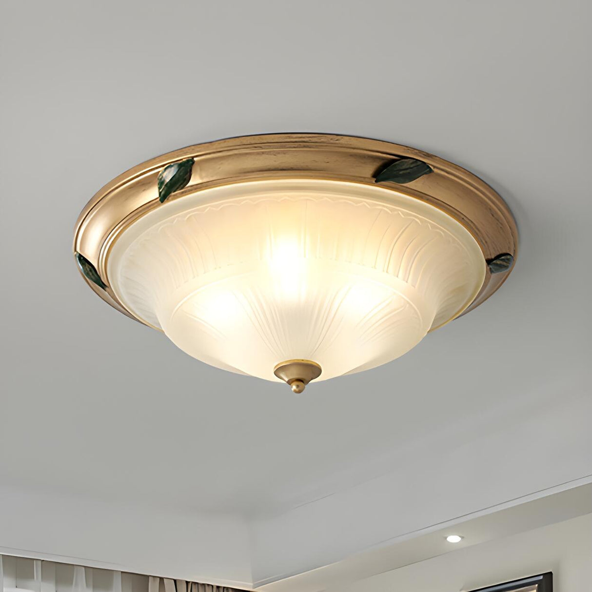 Classic Bowl-Shaped Gold Flush Mount Ceiling Light Image - 8