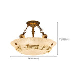 Classic Bowl-Shaped Stone Semi-Flush Mount Ceiling Lamp Image - 10